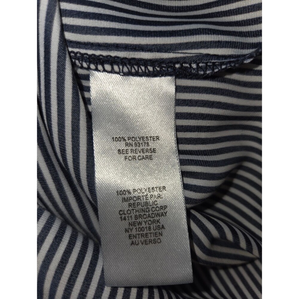 T Tahari Women's 3X Striped Ruffle-Neck Blouse Black White Button-Down Top - Picture 9 of 9